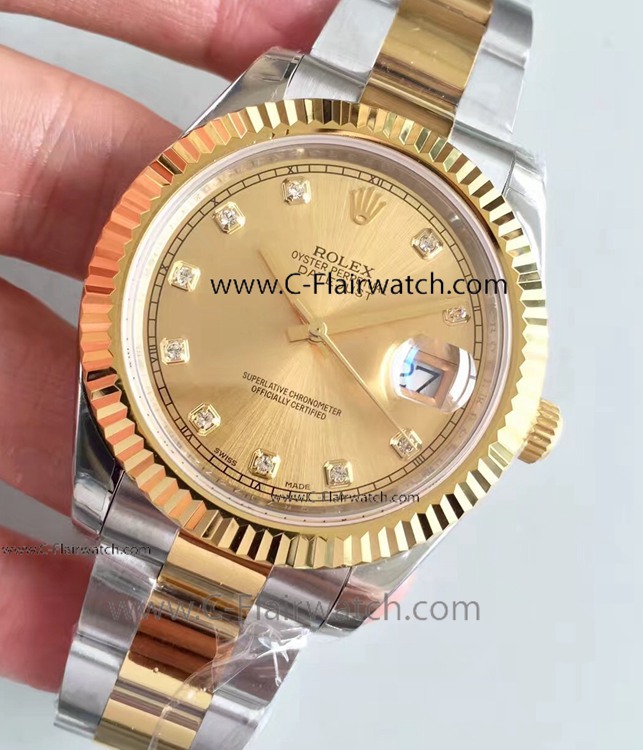 Rolex Datejust II Oyster 2-Tone Replica Watch Diamond Dial
